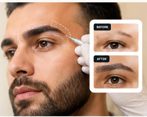 AI-generated eyebrow transplant consultation visual