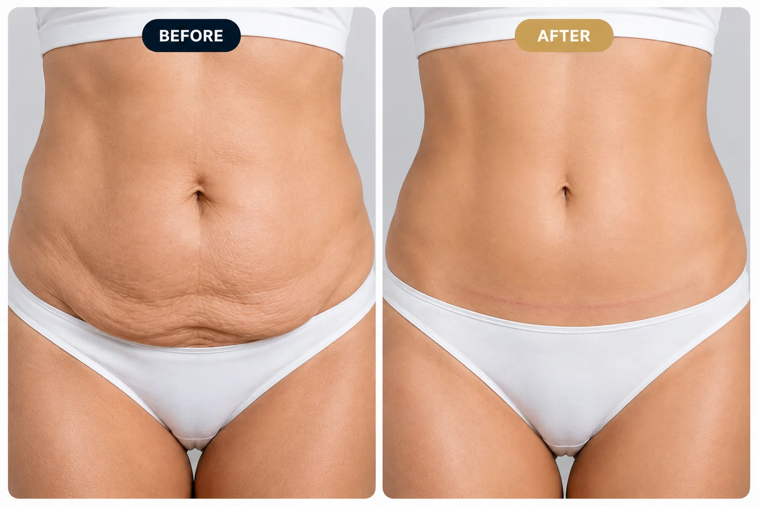 Tummy tuck before and after result at AHT Aesthetic Medical Center Dubai
