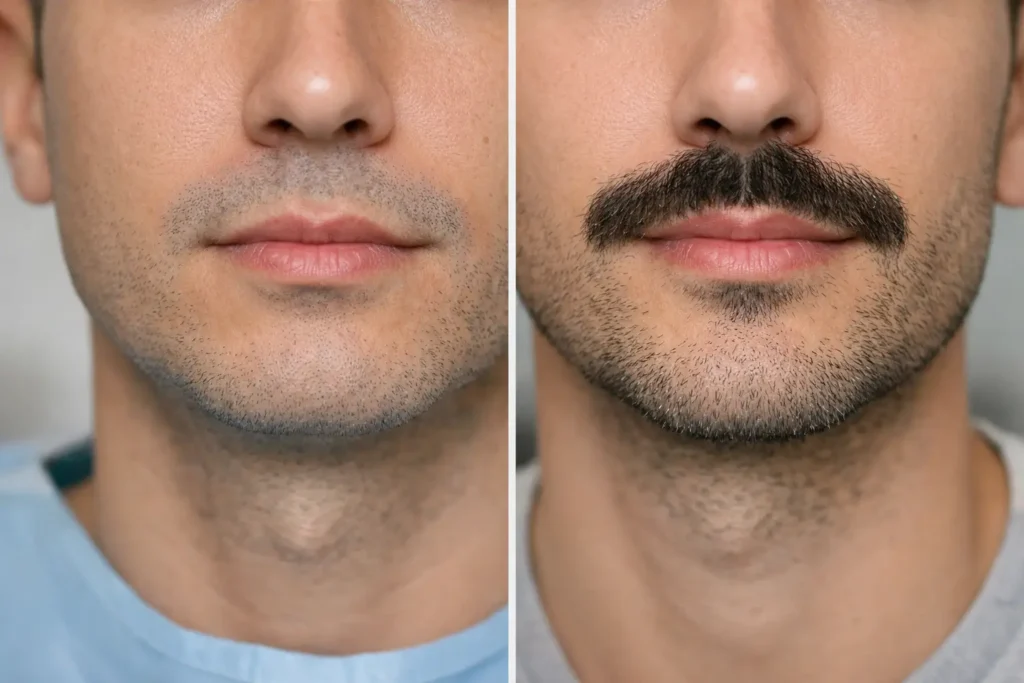 Moustache Transplant Before After Results