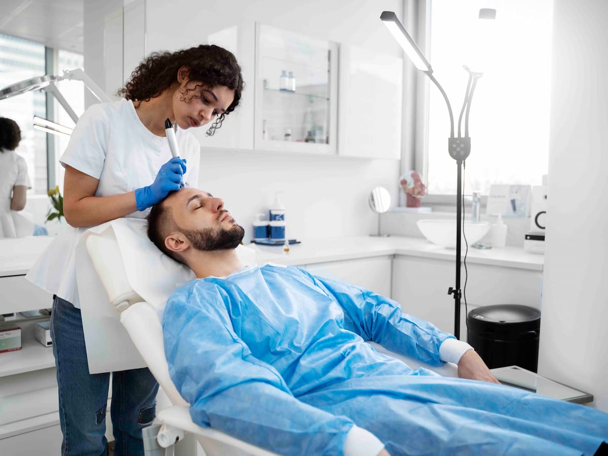 Professional Hair Transplant Aftercare in a Modern Treatment Room